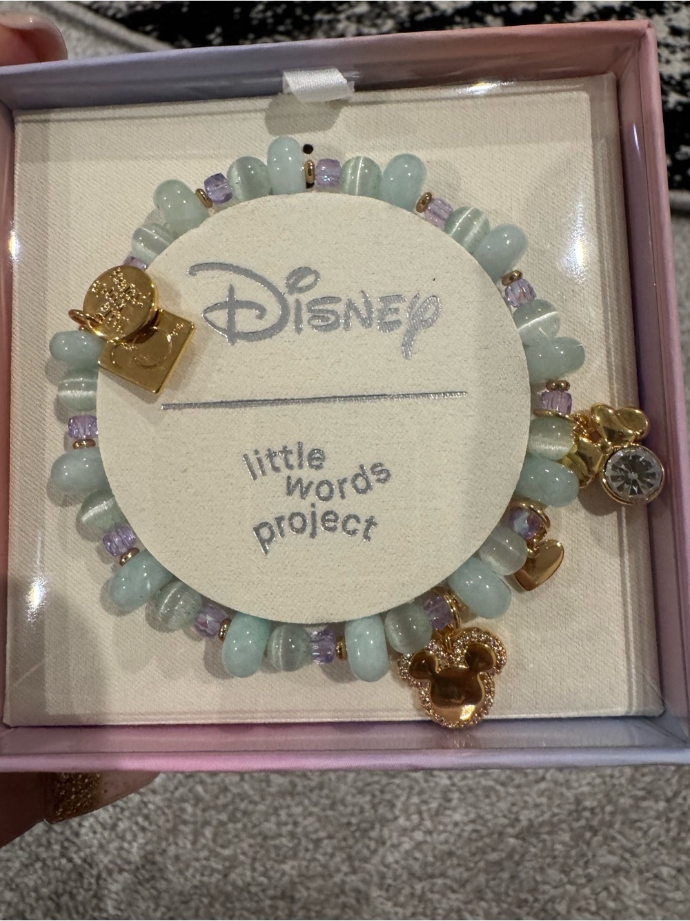 Disney Little Words Project Mint Beaded Charm Bracelet Exclusive